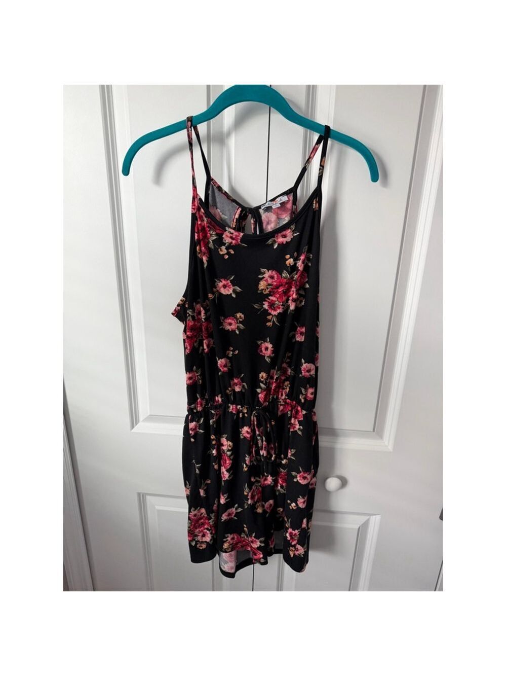 White Birch Black Pink Floral Romper S